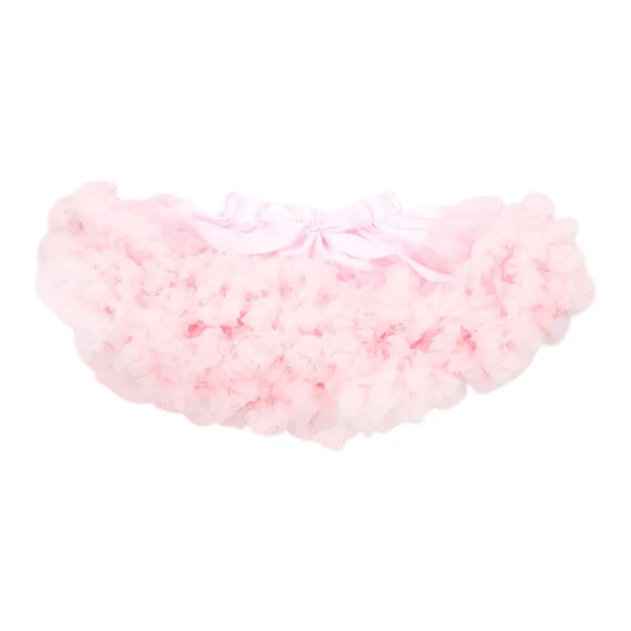 Light pink tutu with layers of tulle and a stretchy waistband, perfect for twirling