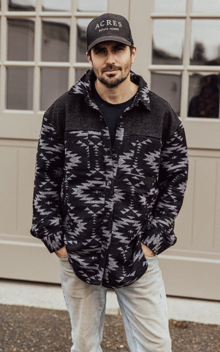 Unisex Aztec Jacket - Black + Grey - Millie + Moose