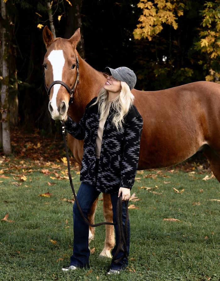 Unisex Aztec Jacket - Black + Grey - Millie + Moose