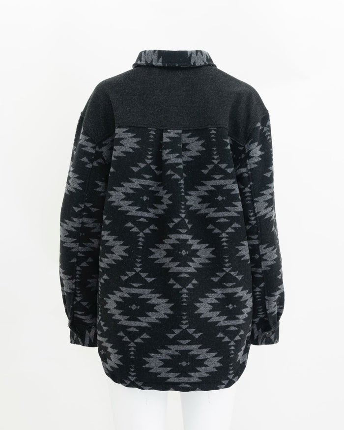 Unisex Aztec Jacket - Black + Grey - Millie + Moose