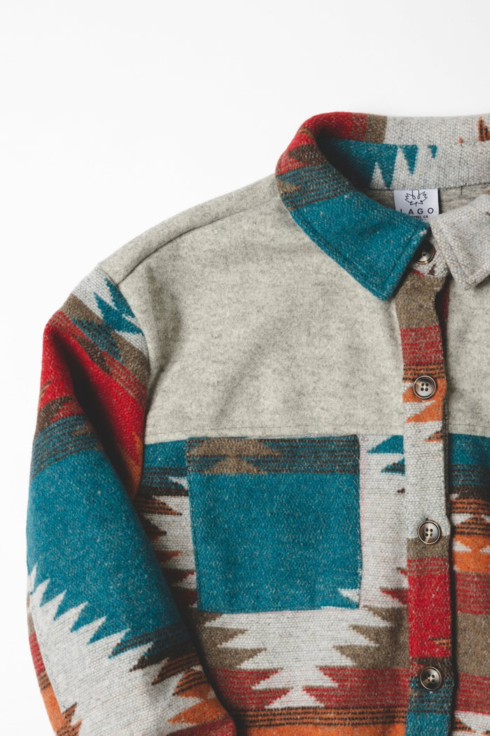 Unisex Aztec Jacket - Blue + Red - Millie + Moose