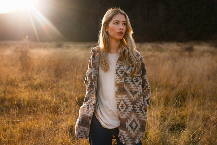 Unisex Aztec Jacket - Brown + Cream - Millie + Moose