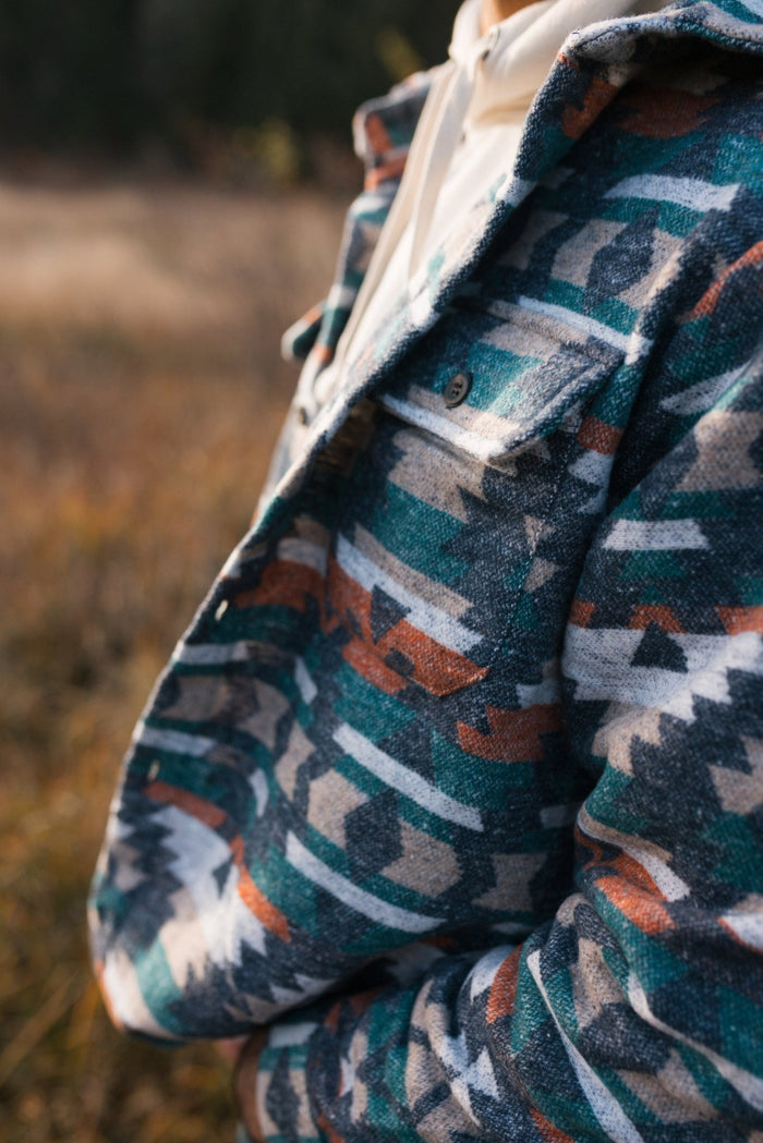 Unisex Aztec Jacket - Burnt Blue - Millie + Moose