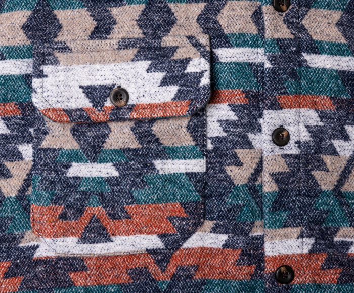 Unisex Aztec Jacket - Burnt Blue - Millie + Moose