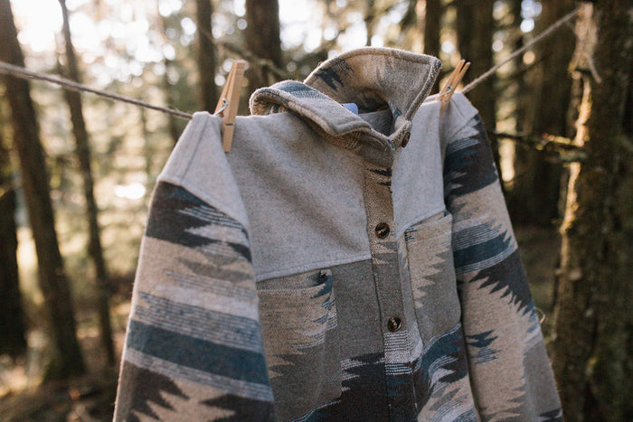 Unisex Aztec Jacket - Grey + Blue - Millie + Moose