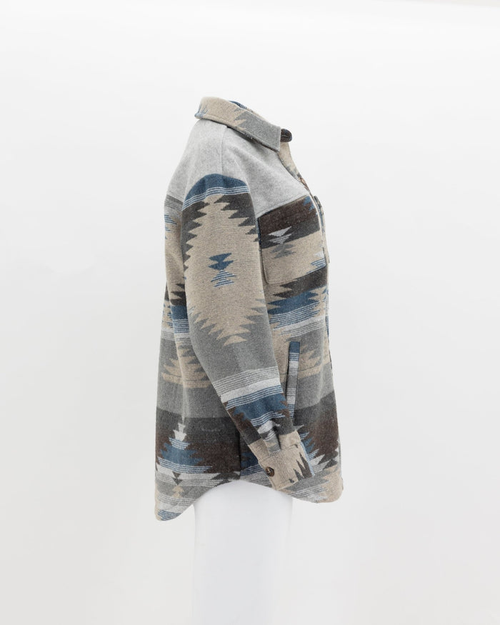 Unisex Aztec Jacket - Grey + Blue - Millie + Moose