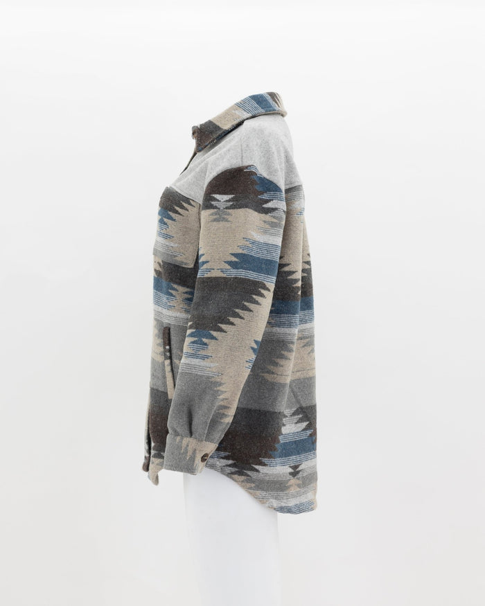 Unisex Aztec Jacket - Grey + Blue - Millie + Moose