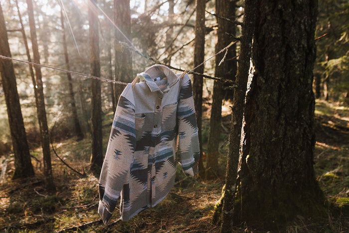 Unisex Aztec Jacket - Grey + Blue - Millie + Moose