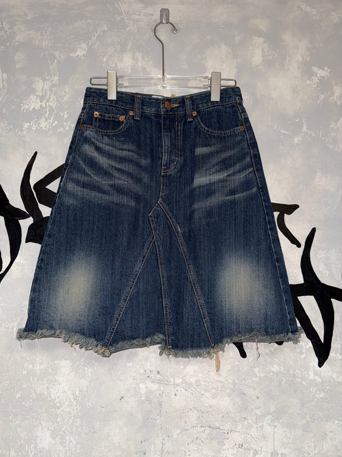 Vintage Style Denim Middle Length Skirt (KR) 28”
