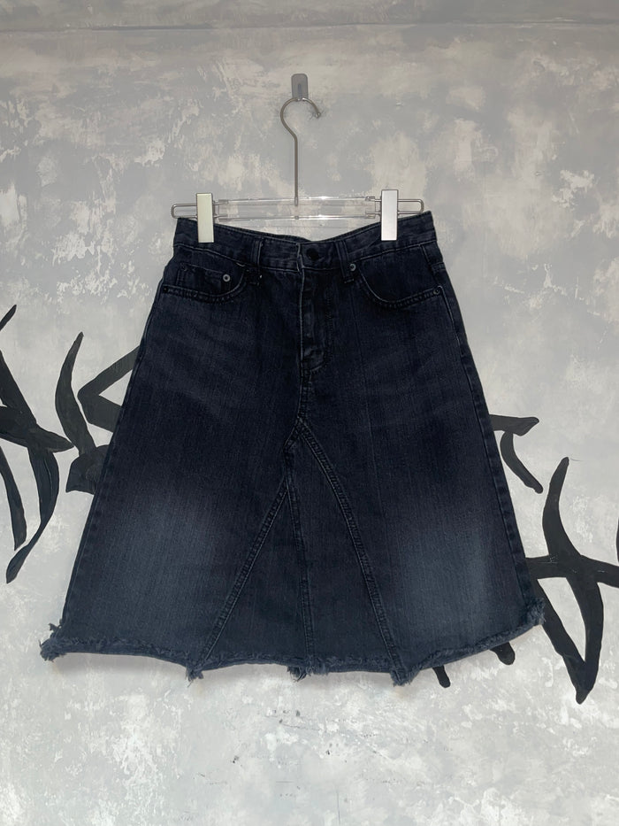 Vintage Style Denim Middle Length Skirt (KR)