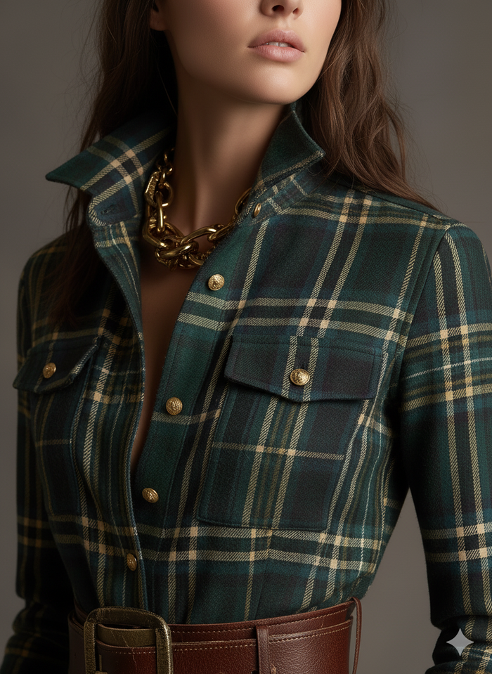 Violet | Plaid Belted Shirt Dress