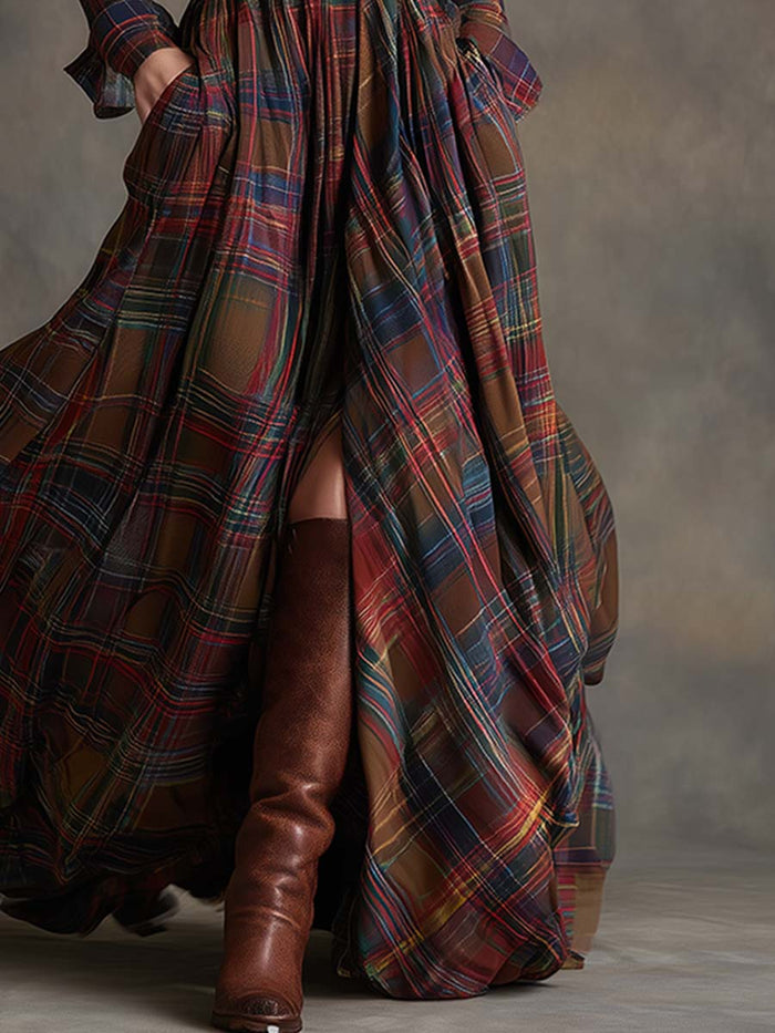 Violet | Plaid Belted Shirt Dress