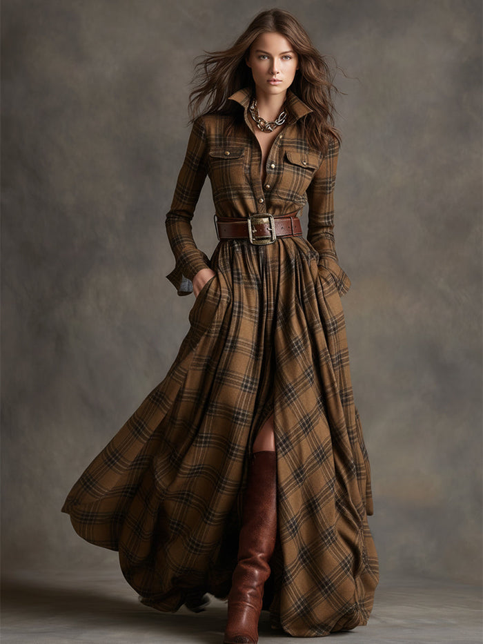 Violet | Plaid Belted Shirt Dress