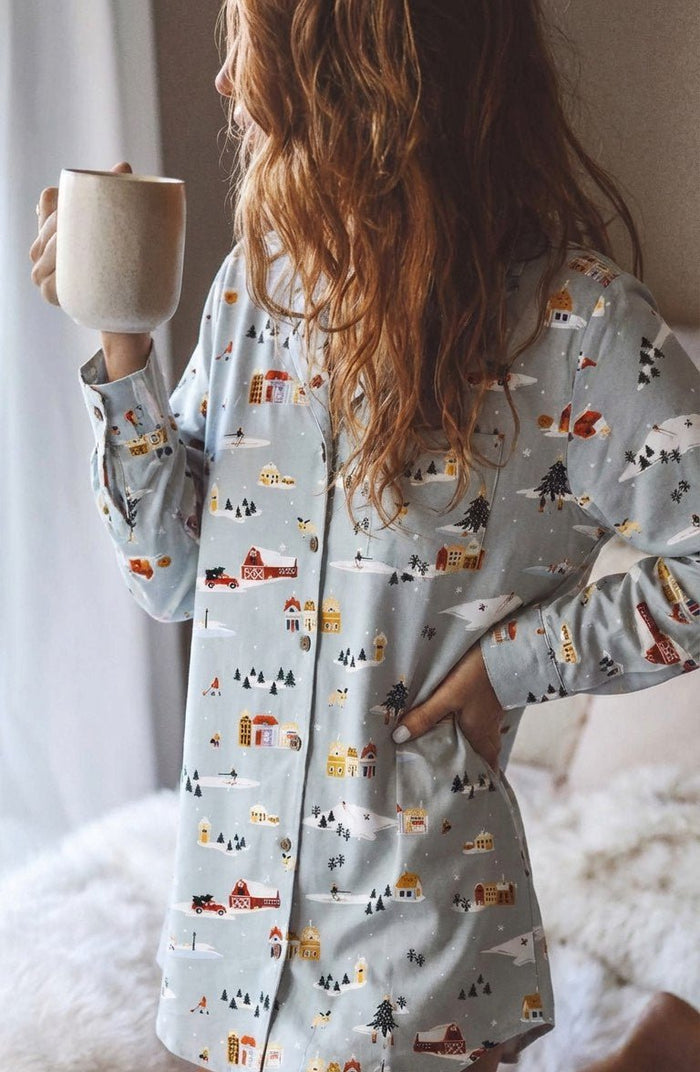 Winter Village Button Nightshirt - Millie + Moose
