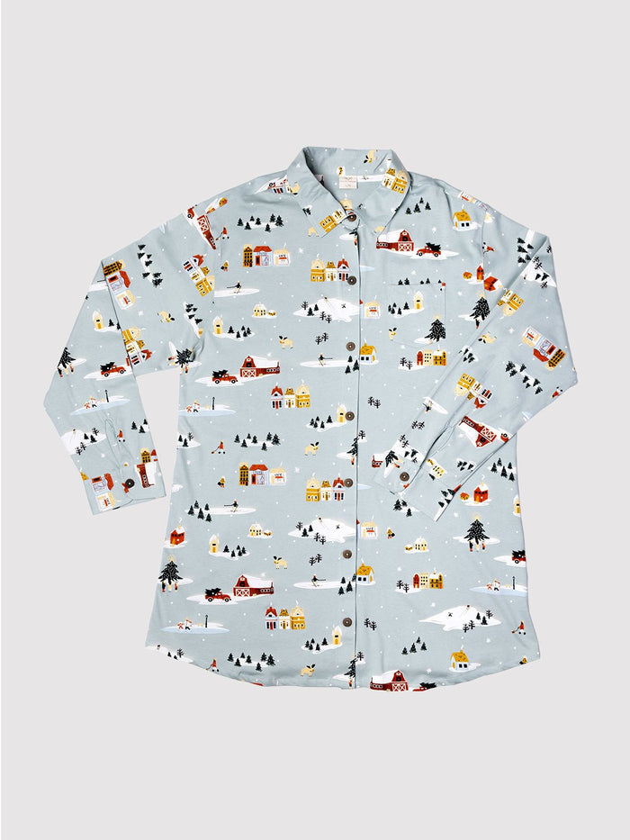 Winter Village Button Nightshirt - Millie + Moose