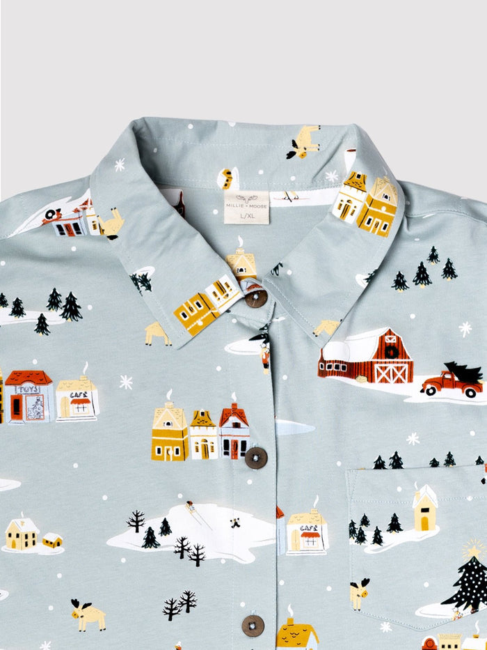 Winter Village Button Nightshirt - Millie + Moose