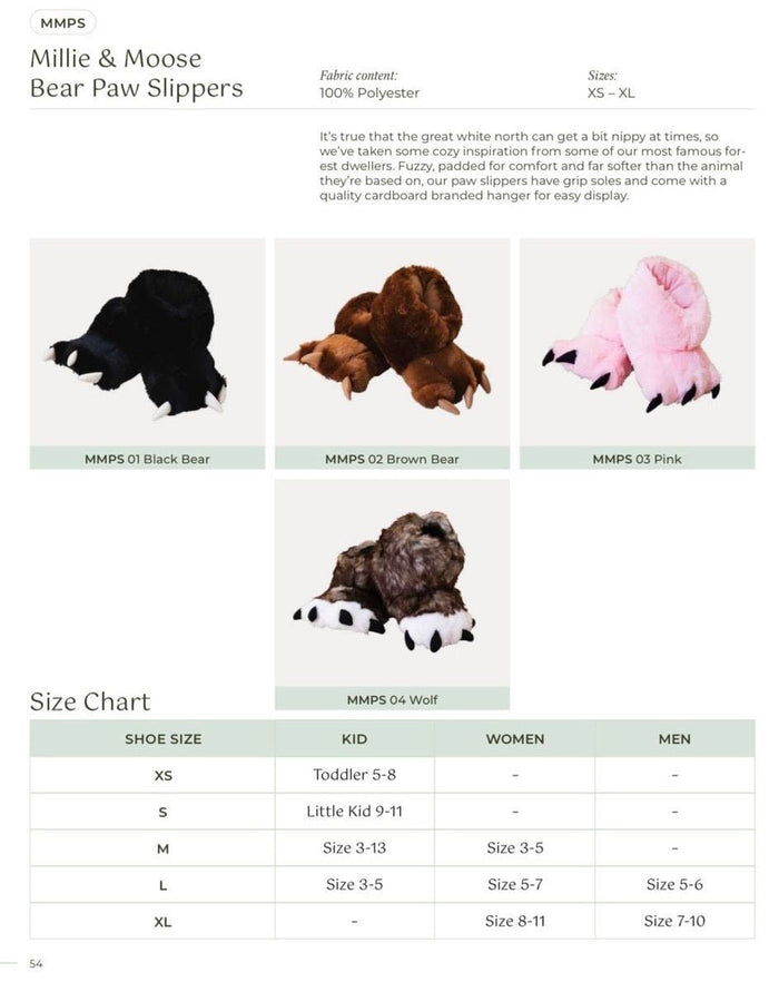 Black Bear Paw slipper - Millie + Moose