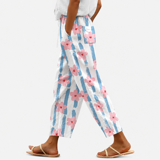 Women's Printed Linen Pants
