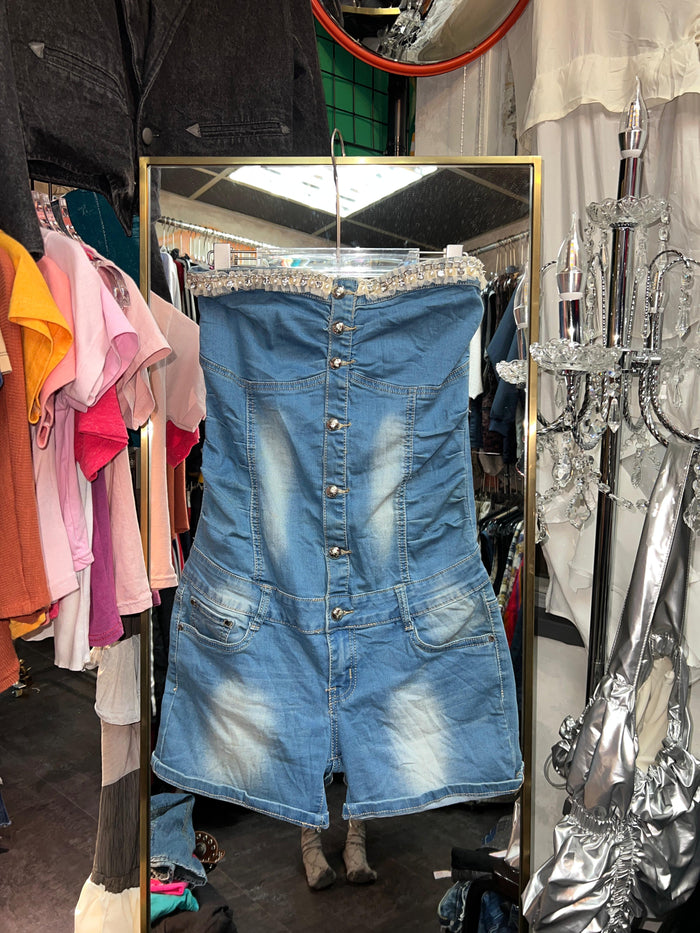 Y2K denim tube-jumpsuit